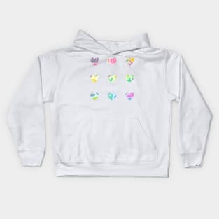 Mini Confetti Hearts Sticker Pack Kids Hoodie